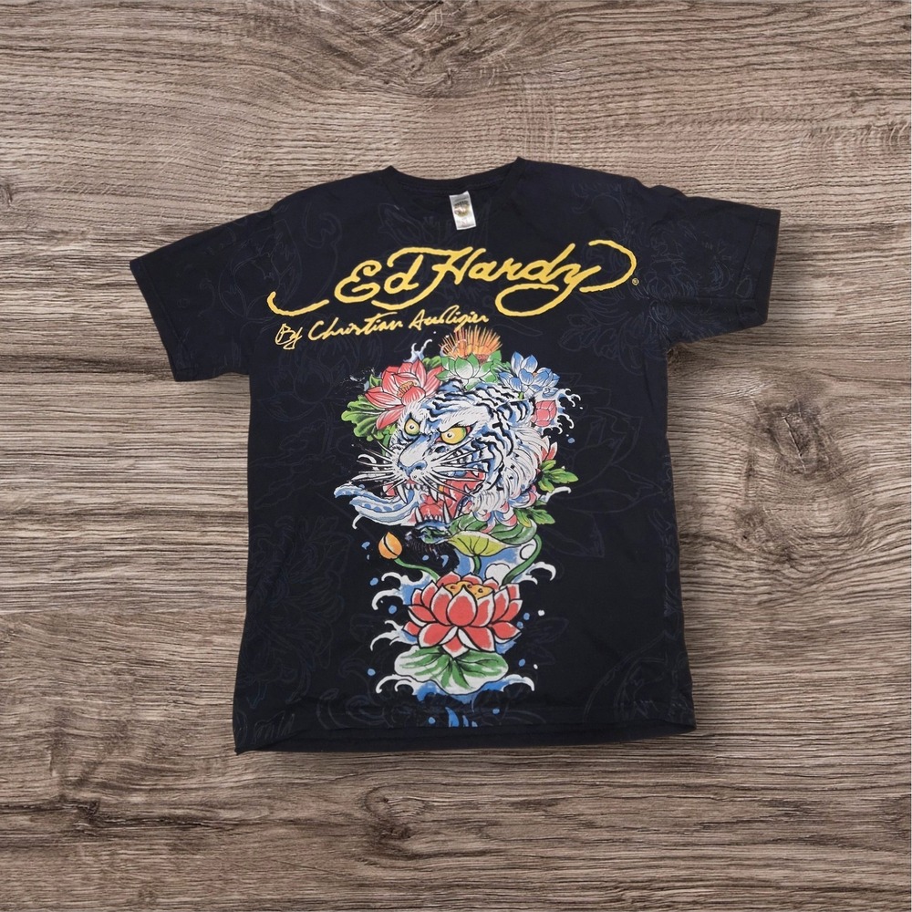 VINTAGE Y2K Ed Hardy by Christian Audiger Tattoo Graphic Double-sided Size XL